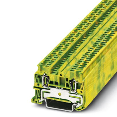 Phoenix Contact Ground - Feed-Through Terminal Block; ST 1.5-PE; #26 - #14; Spring-Cage Connection; Green-Yellow